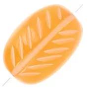 Perles olive gravées motif feuille en résine 29x19 mm - Orange x5