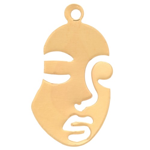 Pendentif visage 20x11 mm - Plaqué Or 3 microns x1