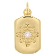 Pendentif plaque rectangle 17x10 mm - motif étoile avec  oxyde de Zirconium  - Doré - Crystal x1|raw }}