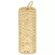Pendentif plaque rectangle 28x10.5mm avec oxydes de Zirconium  et 2 étoiles - Doré - Crystal x1