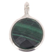 Breloque ronde facettée 7 mm - Argent 925 - Malachite x1