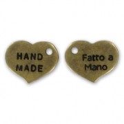 Breloque coeur Hand Made/Fatto a Mano 11 mm bronze x1