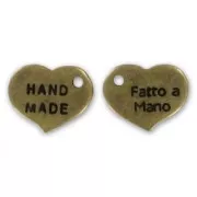 Breloque coeur Hand Made/Fatto a Mano 11 mm bronze x1