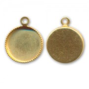 Serti pendentif pour cabochon fond plat 10 mm doré à l'or fin x1|raw }}