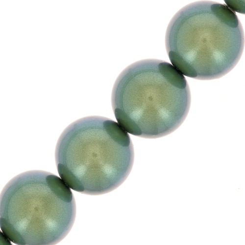 Perles rondes nacrées Preciosa - Round Pearl Maxima 10 mm - Pearlescent Green x5