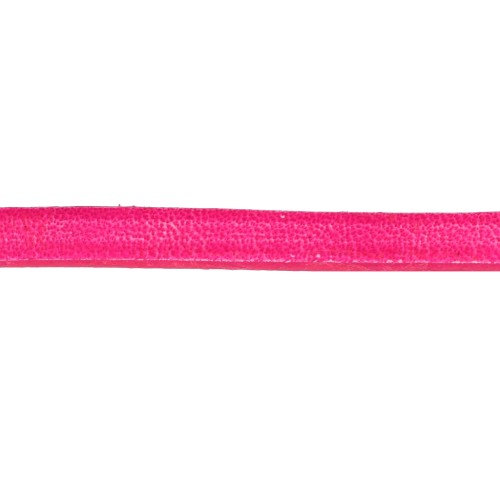 Lacet cuir 5x2 mm Rose Fluo x30cm
