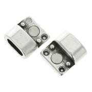 Fermoir aimanté pour cuir demi-rond 10x5 mm argenté vieilli x1