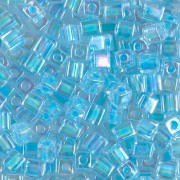 Cubes Miyuki 4 mm SB4-278 - Crystal AB Aqua Lined x10g