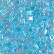 Cubes Miyuki 4 mm SB4-278 - Crystal AB Aqua Lined x10g