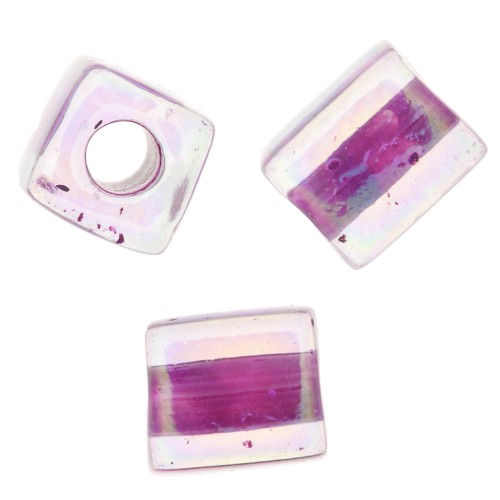 Cubes Miyuki 4 mm SB4-264 - Crystal AB Raspberry Lined x10g