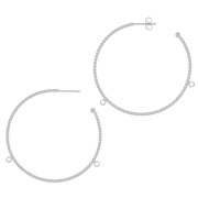 Créoles fil torsadé 52 mm avec 2 anneaux ouverts - Argenté x2