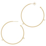 Créoles fil torsadé 52 mm avec 2 anneaux ouverts - Doré à l'or fin x2