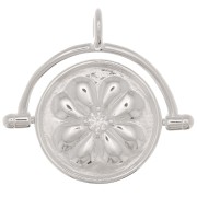 Pendentif réversible 20x21 mm avec oxyde de zirconium - motif fleur - Argent 925 x1