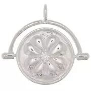 Pendentif réversible 20x21 mm avec oxyde de zirconium - motif fleur - Argent 925 x1
