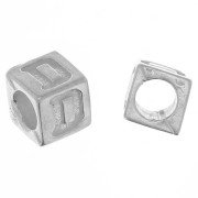 Perle lettre alphabet cube 5 mm avec gros trou - D - Argent 925 x1|raw }}