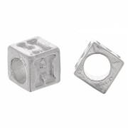 Perle lettre alphabet cube 5 mm avec gros trou - H - Argent 925 x1