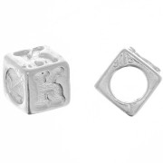 Perle lettre alphabet cube 5 mm avec gros trou - K - Argent 925 x1|raw }}