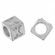 Perle lettre alphabet cube 5 mm avec gros trou - X - Argent 925 x1