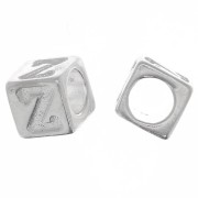Perle lettre alphabet cube 5 mm avec gros trou - Z - Argent 925 x1|raw }}