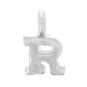 Breloque lettre alphabet 8 mm avec anneau fermé - R - Argent 925 x1|raw }}