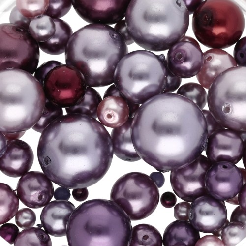 Assortiment de perles de bohème - Violet - Mauve x50g