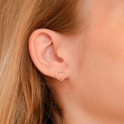 Boucles d'oreilles coeur évidé 9x10 mm effet diamanté - Gold filled (or laminé) x2