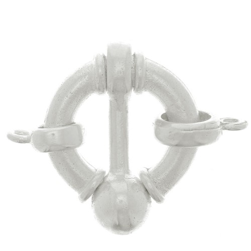 Fermoir rond à clipser avec anneau fermé - style bouée 17 mm - Placage Argent fin