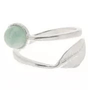 Bague feuille réglable serti pour cabochon fond plat 6 mm - Argent 925 x1