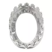 Serti ovale griffe - décor couronne - pour cabochon 14x10 mm - Argent 925 x1