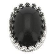 Serti ovale griffe - décor couronne - pour cabochon 14x10 mm - Argent 925 x1