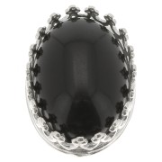 Serti ovale griffe - décor couronne - pour cabochon 14x10 mm - Placage Argent fin