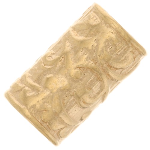 Perle tube droit travaillé 9x5 mm - Plaqué Or 3 microns x1