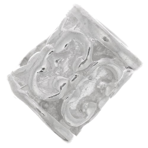 Perle tube droit travaillée 6x4.5 mm - Argent 925 x1