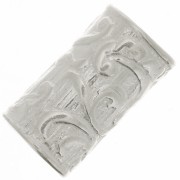 Perle tube droit travaillée 9x5 mm - Placage Argent fin x1