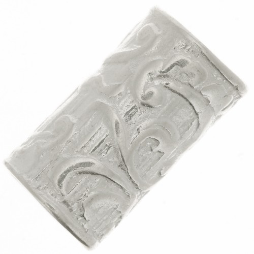 Perle tube droit travaillée 9x5 mm - Placage Argent fin x1