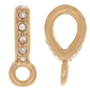 Attache pendentif strassé 16x5 mm avec anneau fermé - Doré - Crystal x1