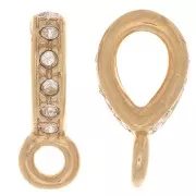 Attache pendentif strassé 16x5 mm avec anneau fermé - Doré - Crystal x1