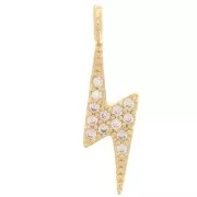 Breloque éclair avec oxydes de Zirconium  19x5 mm - Doré - Crystal x1