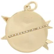 Pendentif rond et flèches avec oxydes de Zirconium  et résine époxy 23 mm - Doré - Noir x1