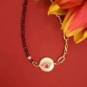 Intercalaire rond perle d'eau douce et étoile de mer en oxydes de Zirconium  12 mm - Doré x1