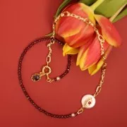 Intercalaire rond perle d'eau douce et étoile de mer en oxydes de Zirconium  12 mm - Doré x1