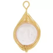 Pendentif goutte imitation perle d'eau douce 26x14 mm - Blanc - Doré x1