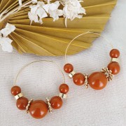 Perle en résine opaque 8 mm Orange Fluo x1