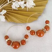 Perle en résine opaque 8 mm Orange Fluo x1