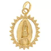 Pendentif ovale - motif vierge en relief avec oxydes de Zirconium  22x16 mm - Doré - Crystal x1