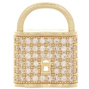 Pendentif cadenas avec oxydes de Zirconium  19x14 mm - Doré - Crystal x1