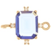 Intercalaire rectangle en verre avec oxydes de Zirconium 17x14 mm Doré - Sapphire - Crystal x1