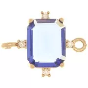 Intercalaire rectangle en verre avec oxydes de Zirconium  17x14 mm Doré - Sapphire - Crystal x1