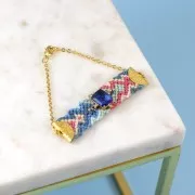 Intercalaire rectangle en verre avec oxydes de Zirconium  17x14 mm Doré - Sapphire - Crystal x1