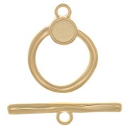 Fermoir en T pour bracelet ou collier 19 mm - Doré à l'or fin x1